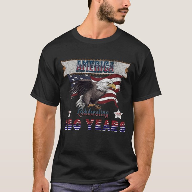 America 250 Years T-Shirt – Patriotic Eagle & Flag (Front)