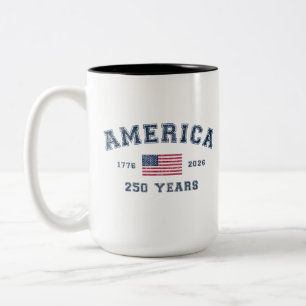 America 250 Years USA United States Flag July 4th  Two-Tone Coffee Mug