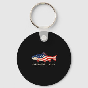 America 250th 1776 2026 fishing patriotic trout key ring