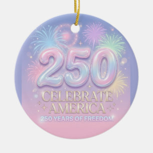 America 250th Anniversary – 1776–2026 Ceramic Tree Decoration