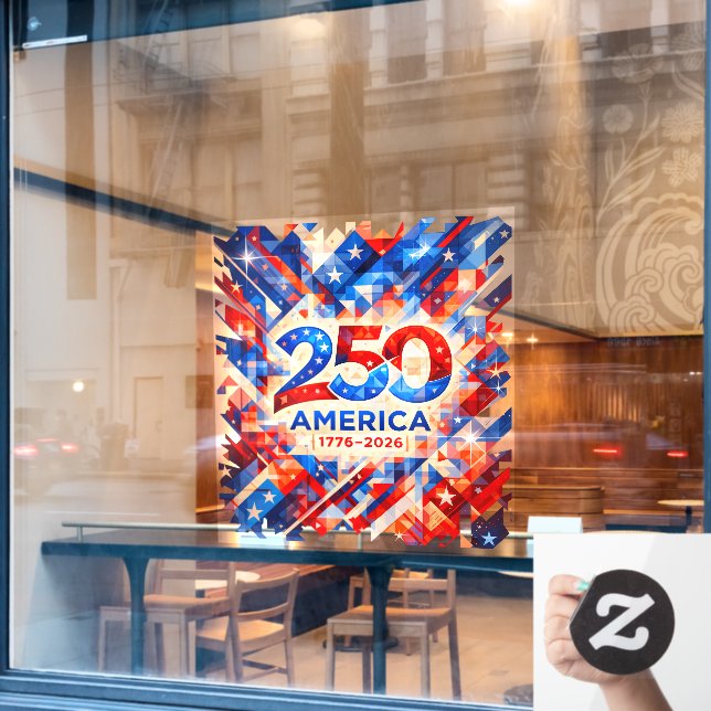 America 250th Anniversary 1776–2026 USA Patriotic  Window Cling (Cafe Window)