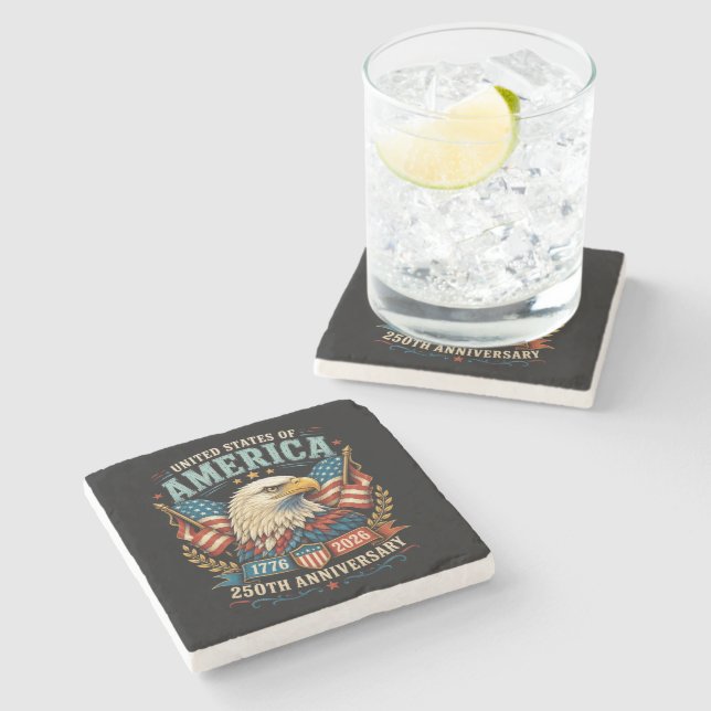 America 250th Anniversary Celebration Eagle Stone Coaster (Side)