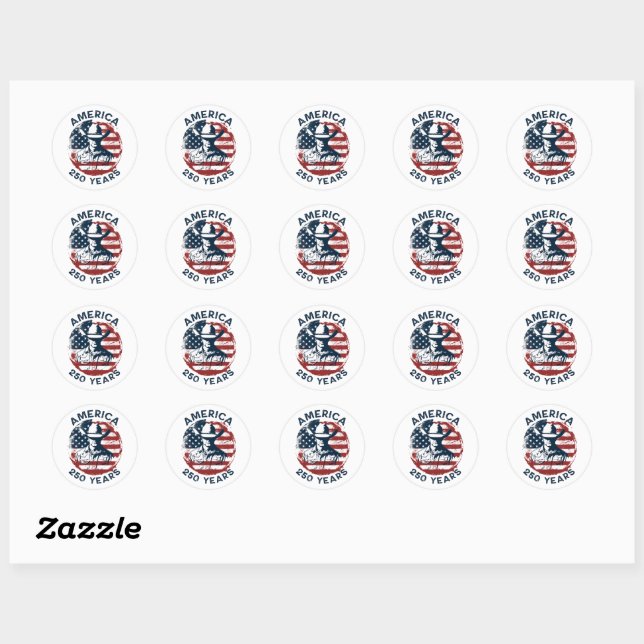 America 250th Anniversary Cowboy 1776-2026 Classic Round Sticker (Sheet)