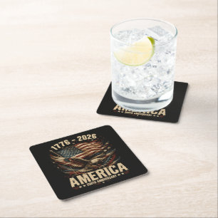 America 250th Anniversary Eagle Patriotic Square Paper Coaster