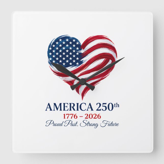 America 250th Anniversary Flag Heart Clock (Front)