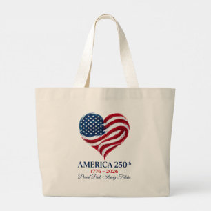 America 250th Anniversary Flag Heart Jumbo Tote
