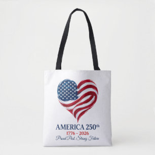 America 250th Anniversary Flag Heart Tote Bag