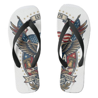 America 250th Anniversary Patriotic 1776 Freedom  Flip Flops