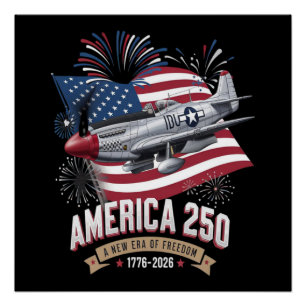 America 250th Anniversary Plane Poster