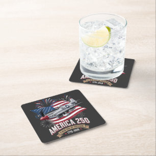 America 250th Anniversary Plane Square Paper Coaster