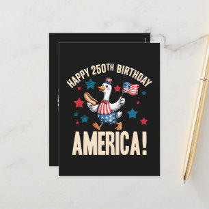 America 250Th Anniversary Silly Patriotic Goose Holiday Postcard