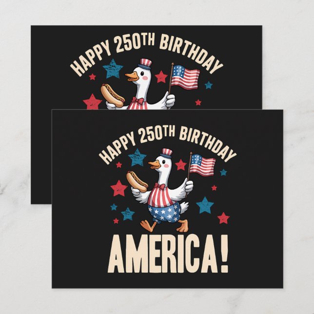 America 250Th Anniversary Silly Patriotic Goose Invitation (Front/Back)