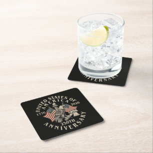 America 250th Anniversary Square Paper Coaster