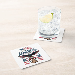 america 250th anniversary square paper coaster
