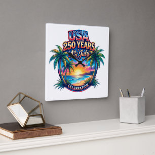America 250th anniversary USA Palm Beach Square Wall Clock