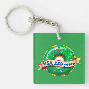 America 250th anniversary USA with sweet doughnut Key Ring