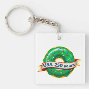 America 250th anniversary USA with sweet doughnut Key Ring