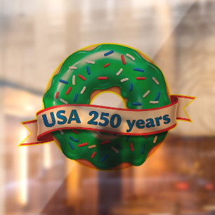America 250th anniversary USA with sweet doughnut Window Cling