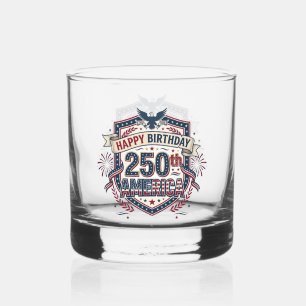 America 250th Birthday Emblem Whiskey Glass