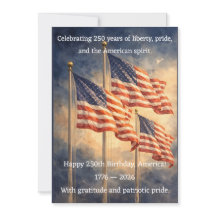 America 250th Birthday Fireworks Patriotic Card