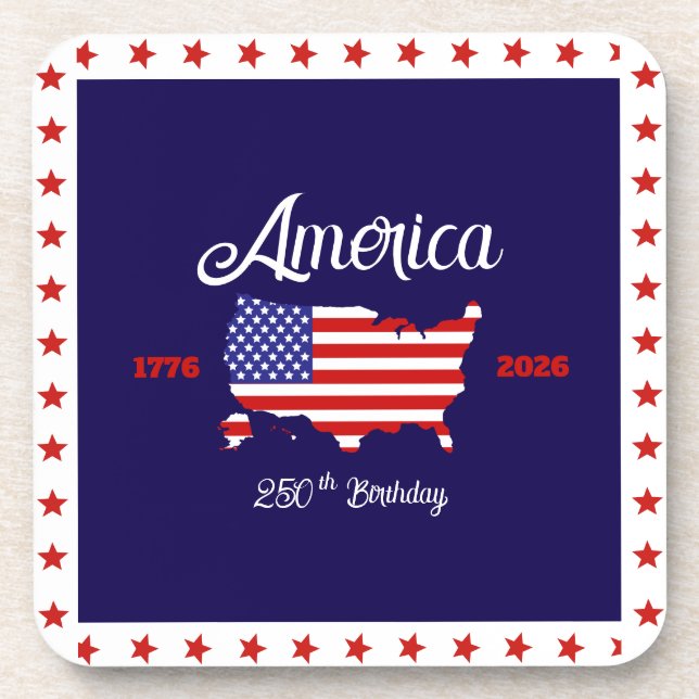 America 250th Birthday Patriotic Coaster (Front)