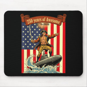 America 250th Funny George Washington Riding Mouse Mat