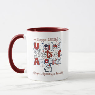 America 250th Funny Misspelled Mug - Patriotic Cup