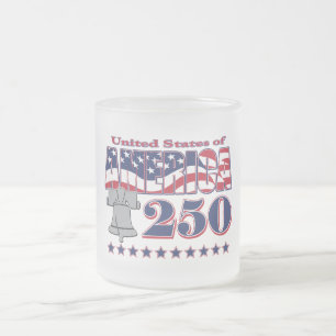 America 250th Liberty Bell Frosted Glass Coffee Mug