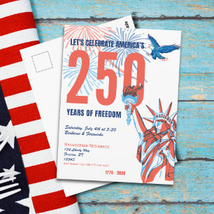 America 250th Retro Statue of Liberty Invitation Postcard