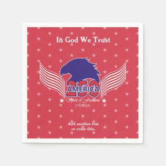 America 250th-Spirit of Freedom-Red-Editable Text Napkin
