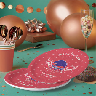 America 250th-Spirit of Freedom-Red-Editable Text Paper Plate