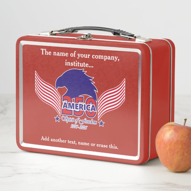 America 250th-Spirit of Freedom-White Text Metal Lunch Box (In Situ)