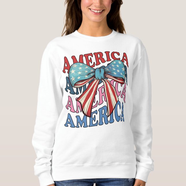 America 4th July big bow Sweatshirt (Front)
