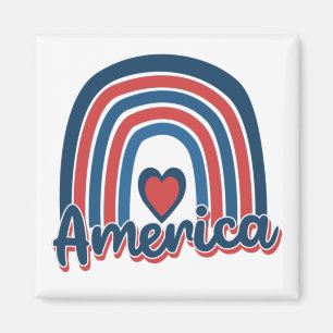 America 4th of July Celebration Rainbow USA Magnet