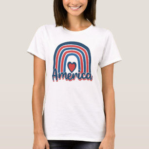 America 4th of July Celebration Rainbow USA T-Shirt