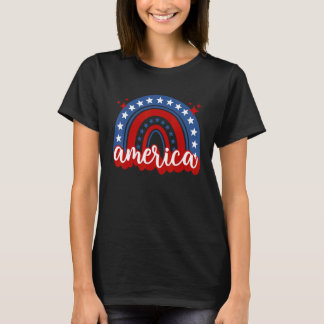 America 4th Of July Rainbow America American Flag T-Shirt