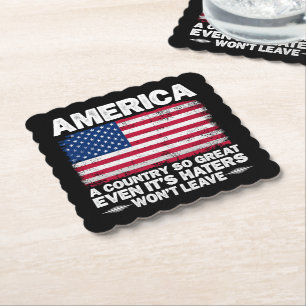 America A Country So Great Usa Flag Retired Father Paper Coaster