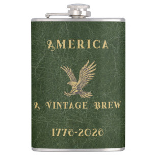 America a Vintage Brew Eagle 1775 - 2026  Hip Flask