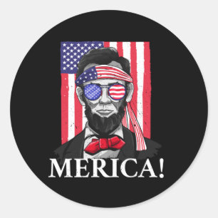 America _ Abe Lincoln 4th Of July Men Boys Gift Classic Round Sticker