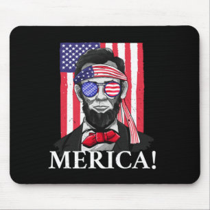 America _ Abe Lincoln 4th Of July Men Boys Gift Mouse Mat
