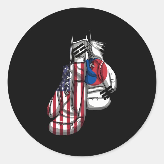 America American South Korea Korean Mixed Dna Flag Classic Round Sticker (Front)