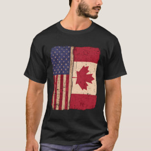 America And Canada Flag Roots Race Citizen Canadia T-Shirt
