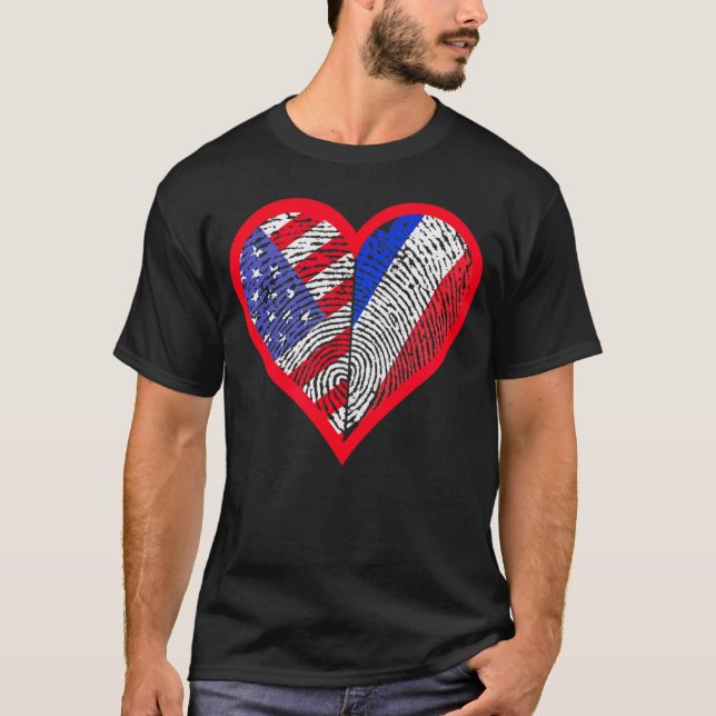America And France TCountries One Heart         T-Shirt (Front)