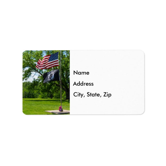 America And POW Flaggs Label (Front)