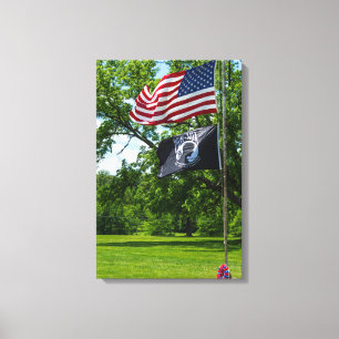 America And POW Flags Canvas Print