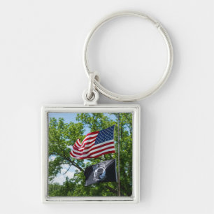 America And POW Flags Key Ring