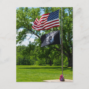 America And POW Flags Postcard