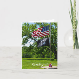 America And POW Flags Thank You Card