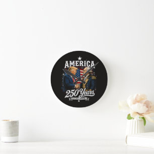 America Anniversary 250th Trump Washington Round Clock