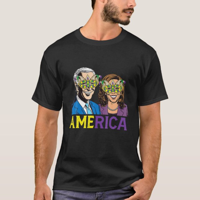 America Anti Biden Clown Mardi Gras Carnival T-Shirt (Front)